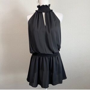 Amanda Uprichard Black High Neck Mini Dress
